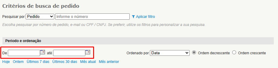 período desejado