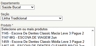 seleção de produtos para a seção virtual