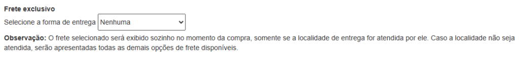frete exclusivo